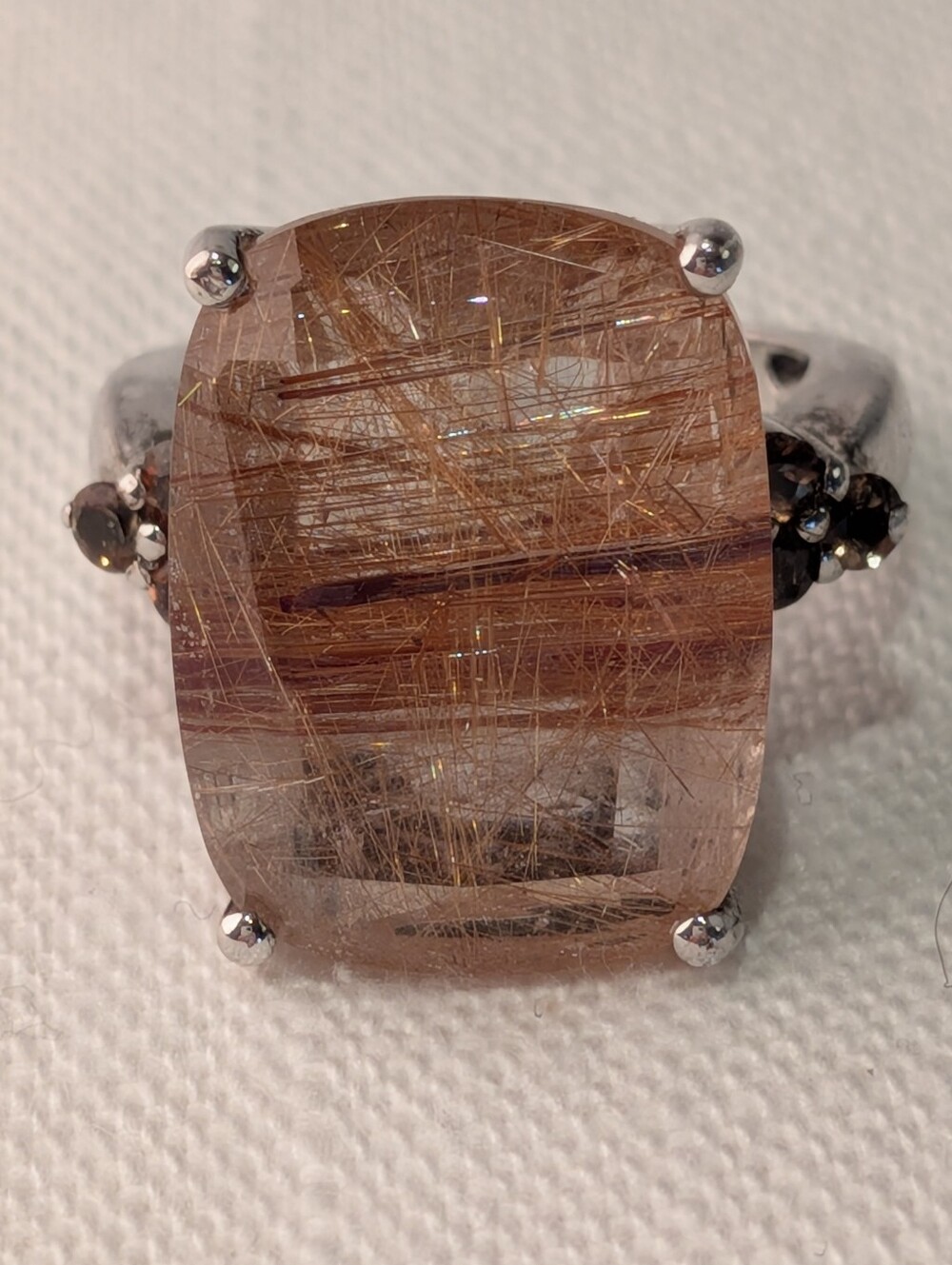 Red Rutilated Quartz & Silver Ring - Picture 2 of 6